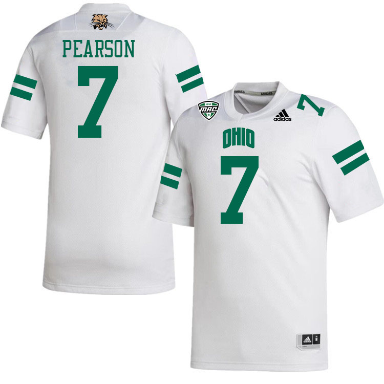 Ohio Bobcats #7 Tank Pearson College Football Jerseys Stitched-White